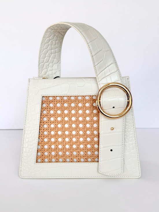 Parisa Wang Handbags - NWT Parisa Wang Bamboo Enchanted Top Handle Bag Cream w/ crossbody strap